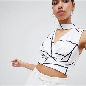 ASOS unique Crop Top (Parallel Lines)